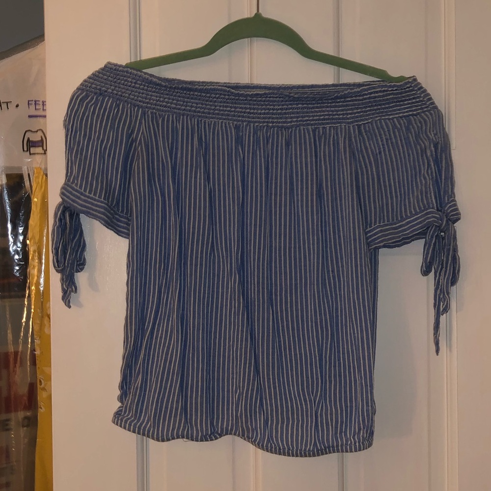 Kendall & Kylie Off the Shoulder Striped Top